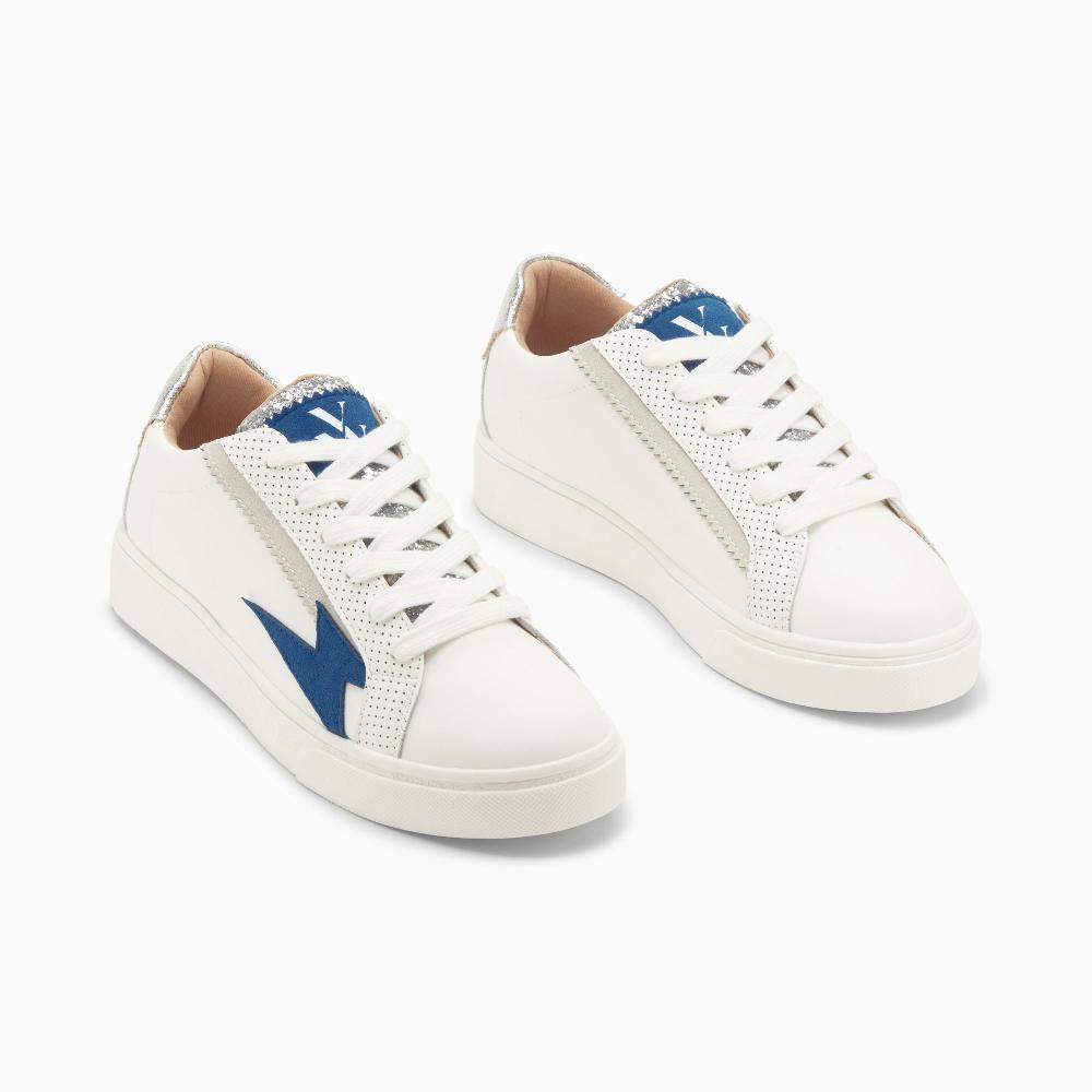 Vanessa Wu Baskets éclair Manon Bleu Et Argent à Lacets