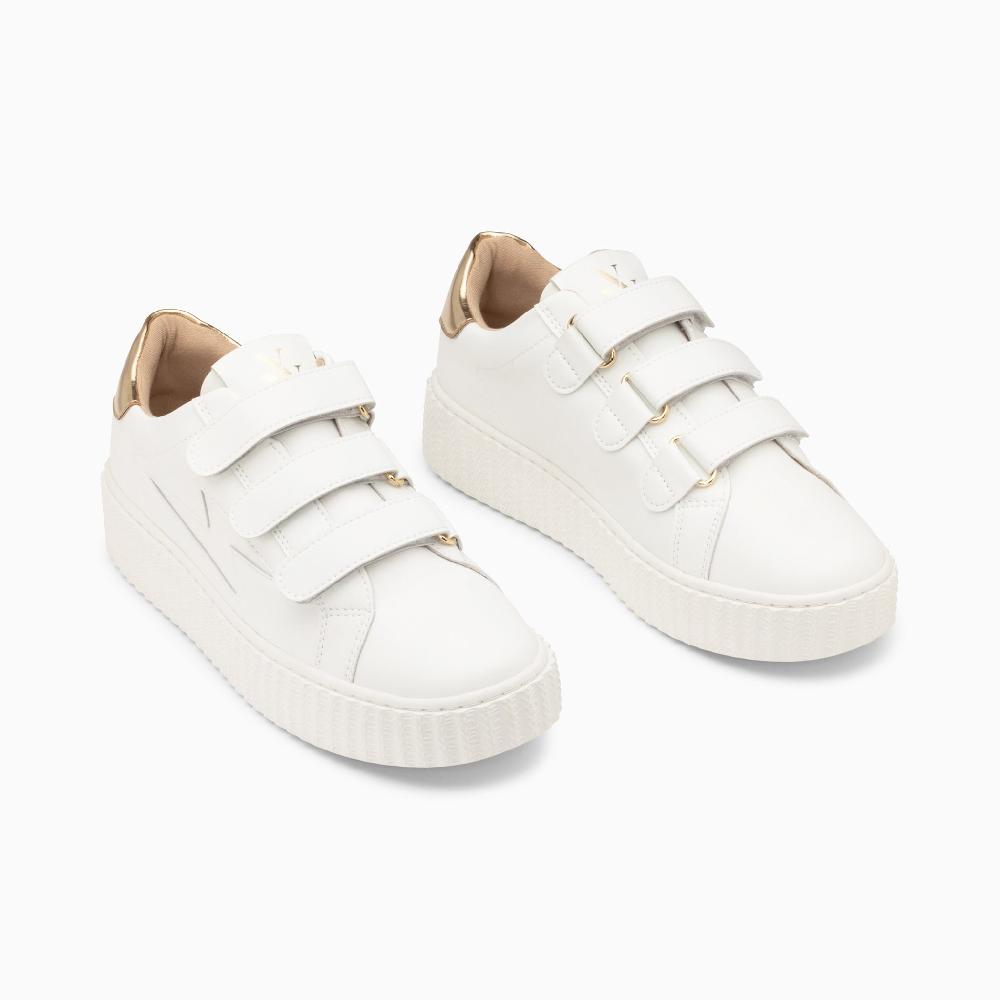 Vanessa Wu Baskets éclair Maria Blanc Et Or à Scratchs