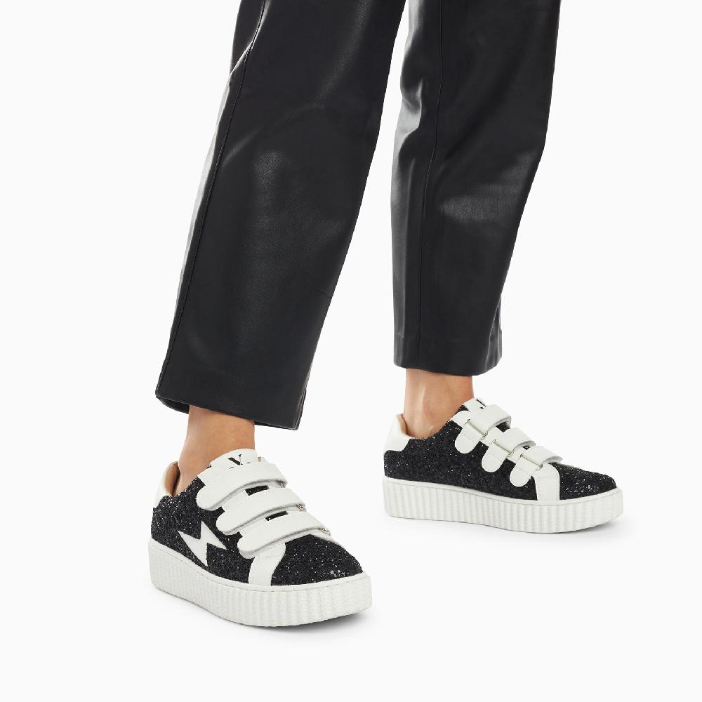 Vanessa Wu Baskets éclair Marielle à Paillettes Noires