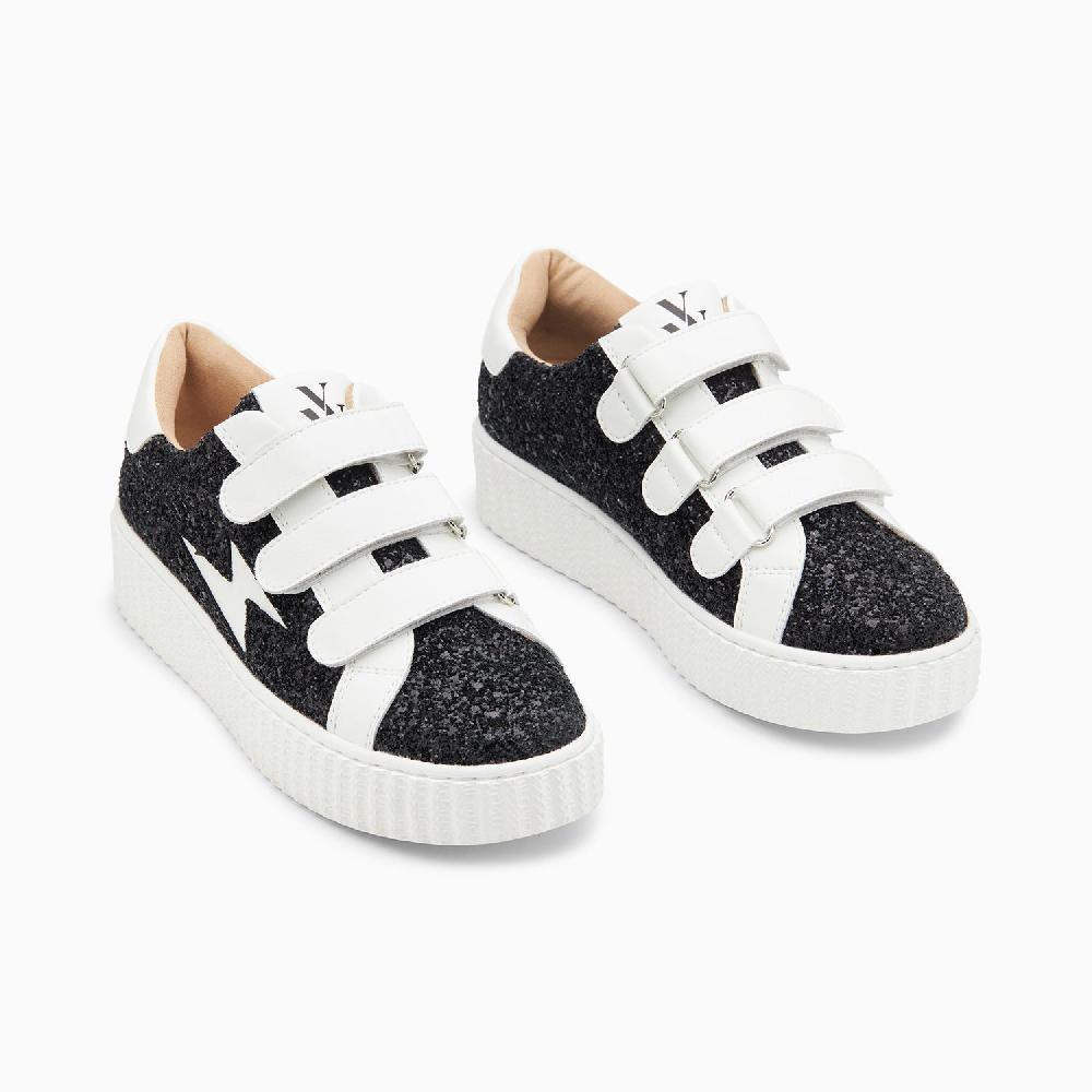 Vanessa Wu Baskets éclair Marielle à Paillettes Noires
