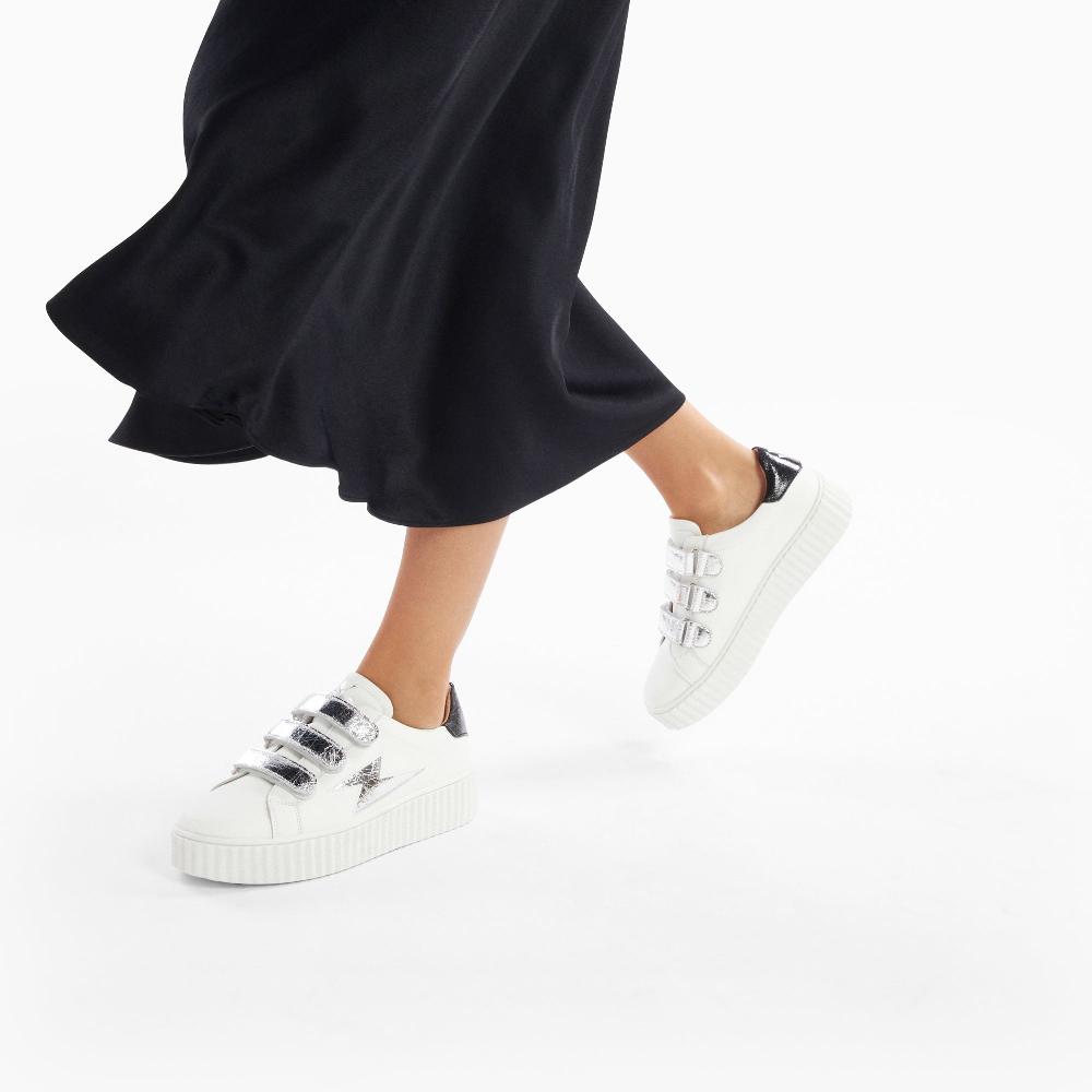 Vanessa Wu Baskets éclair Marilou Blanc Et Argent à Scratchs