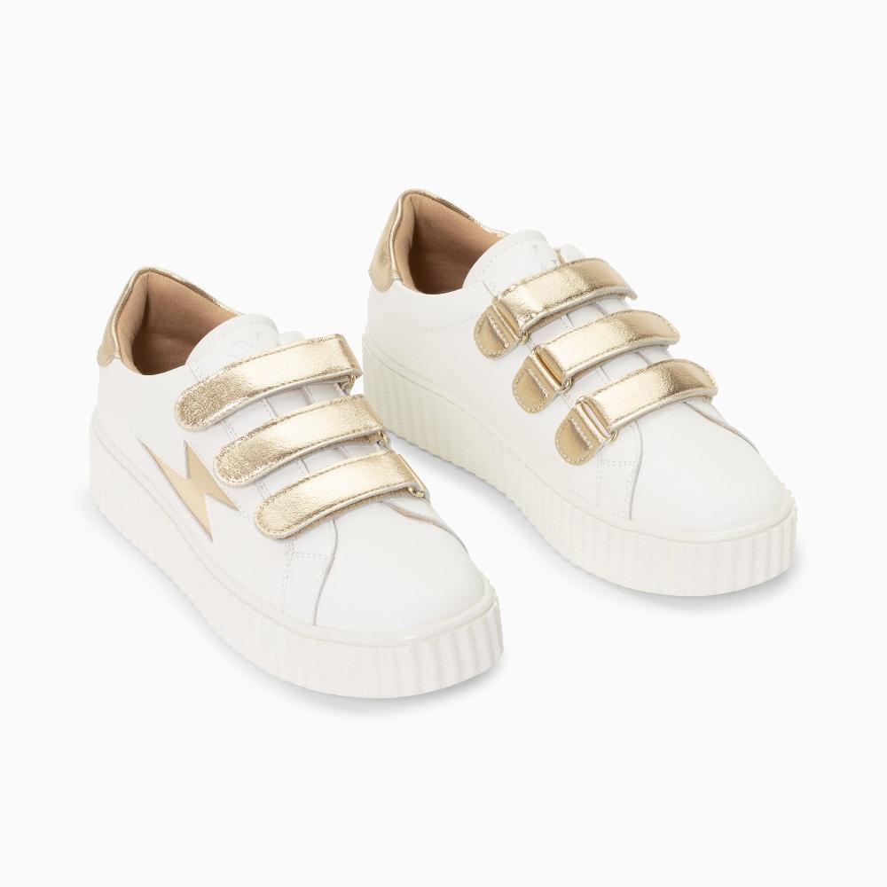 Vanessa Wu Baskets éclair Marilou Blanc Et Or à Scratchs