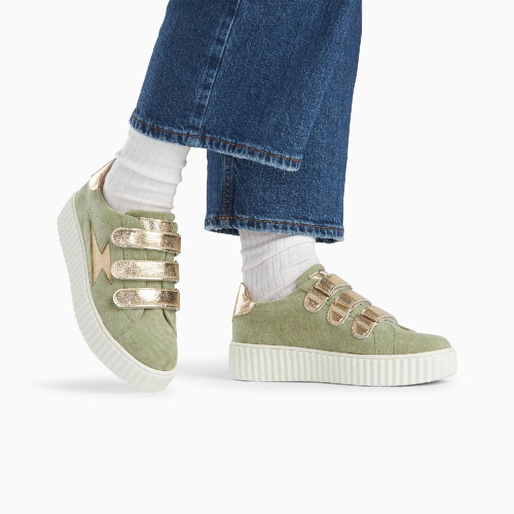 Vanessa Wu Baskets éclair Marilou Vert Pâle à Scratchs Champagne