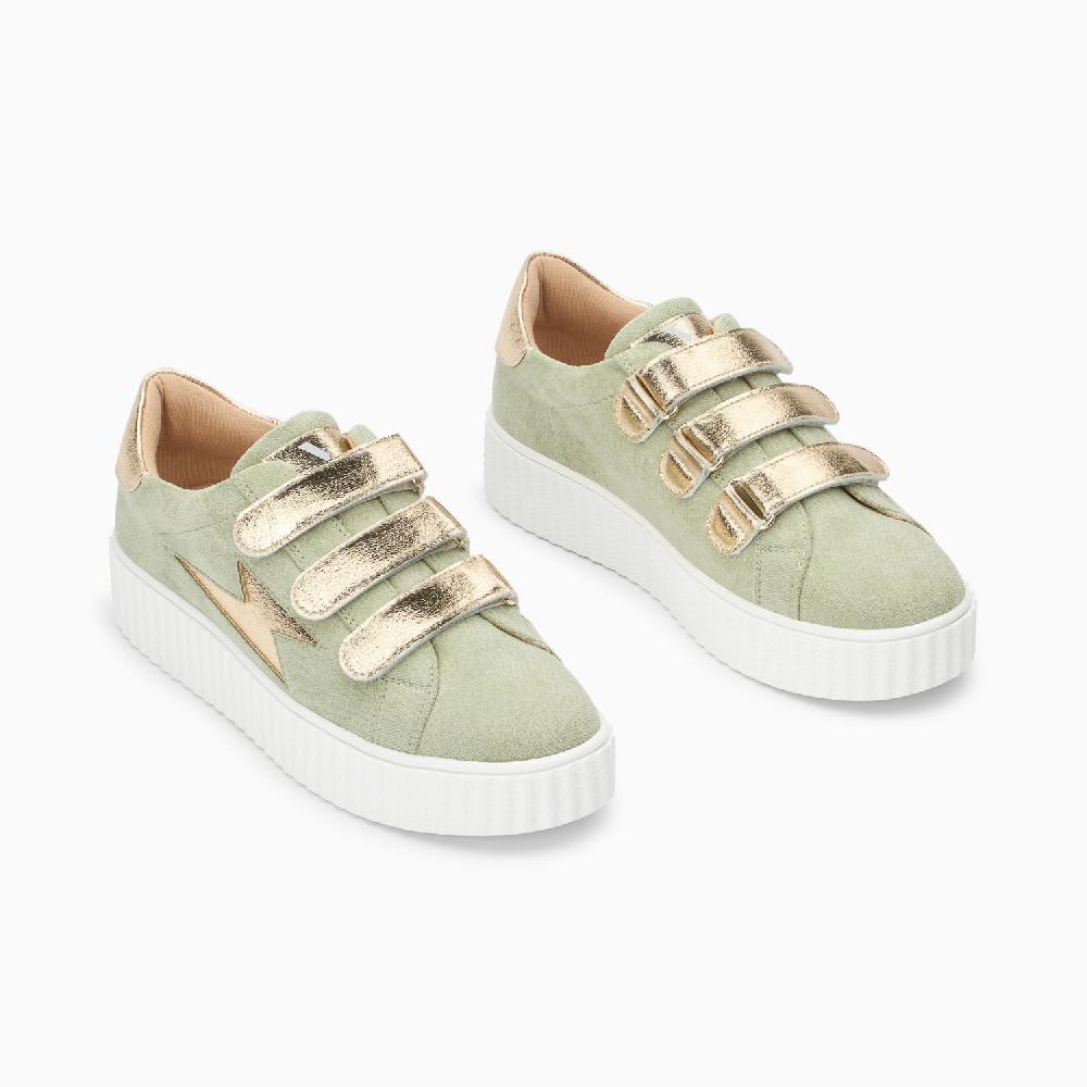 Vanessa Wu Baskets éclair Marilou Vert Pâle à Scratchs Champagne