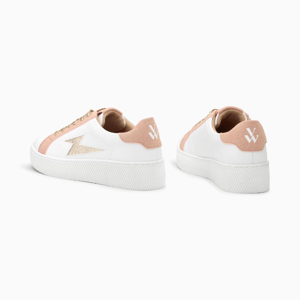 Vanessa Wu Baskets éclair Milie Blanc Et Rose à Lacets Or