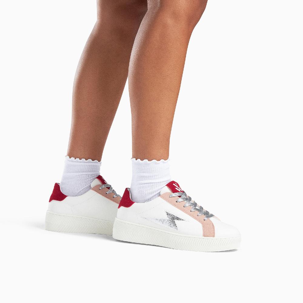 Vanessa Wu Baskets éclair Milie Blanc Et Rouge à Lacets Argent