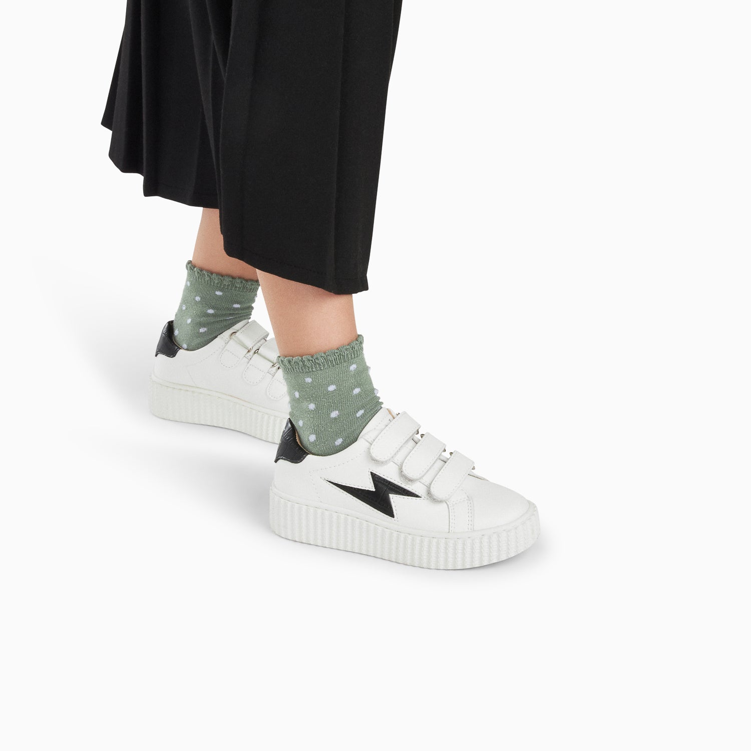 Vanessa Wu Baskets éclair Mini Elsa Blanc Et Noir Croco à Scratchs