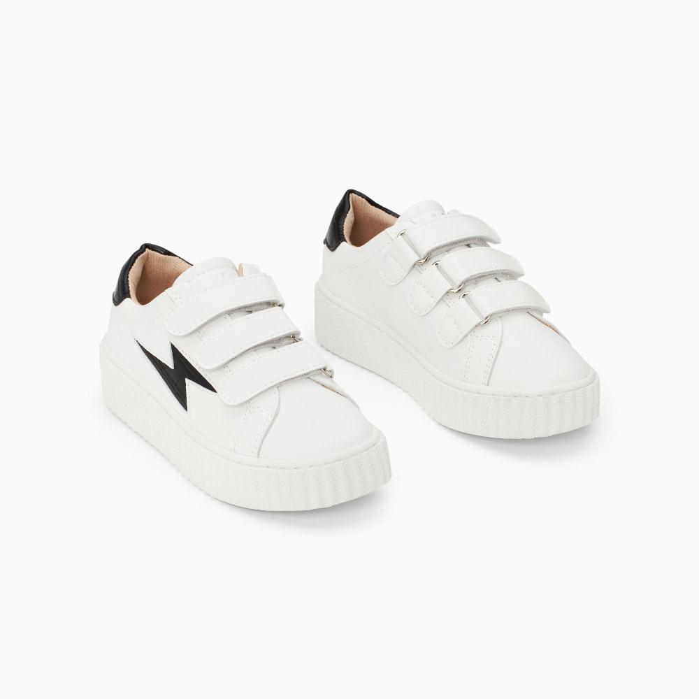 Vanessa Wu Baskets éclair Mini Elsa Blanc Et Noir Croco à Scratchs