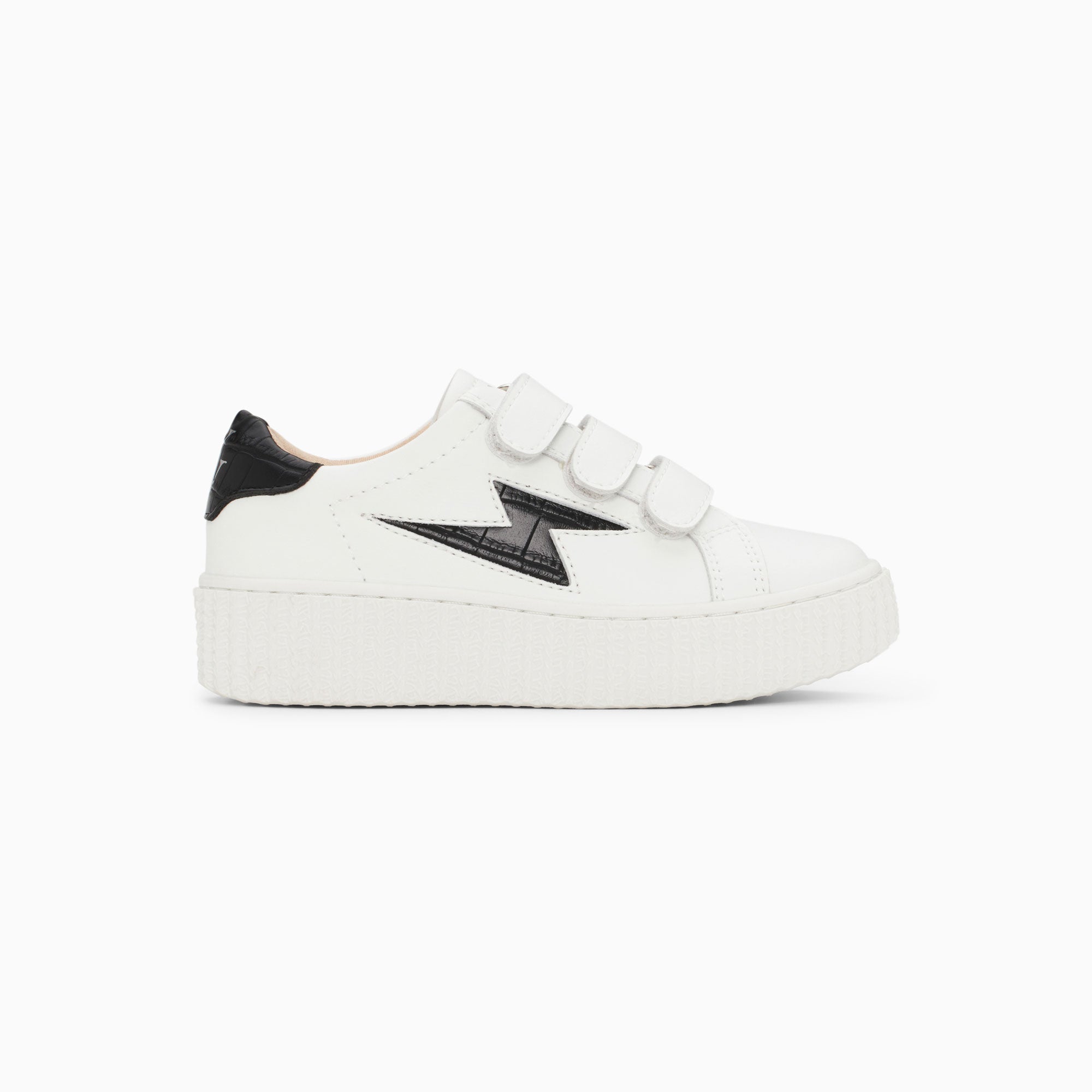 vanessa wu Baskets éclair Mini Elsa blanc et noir croco à scratchs