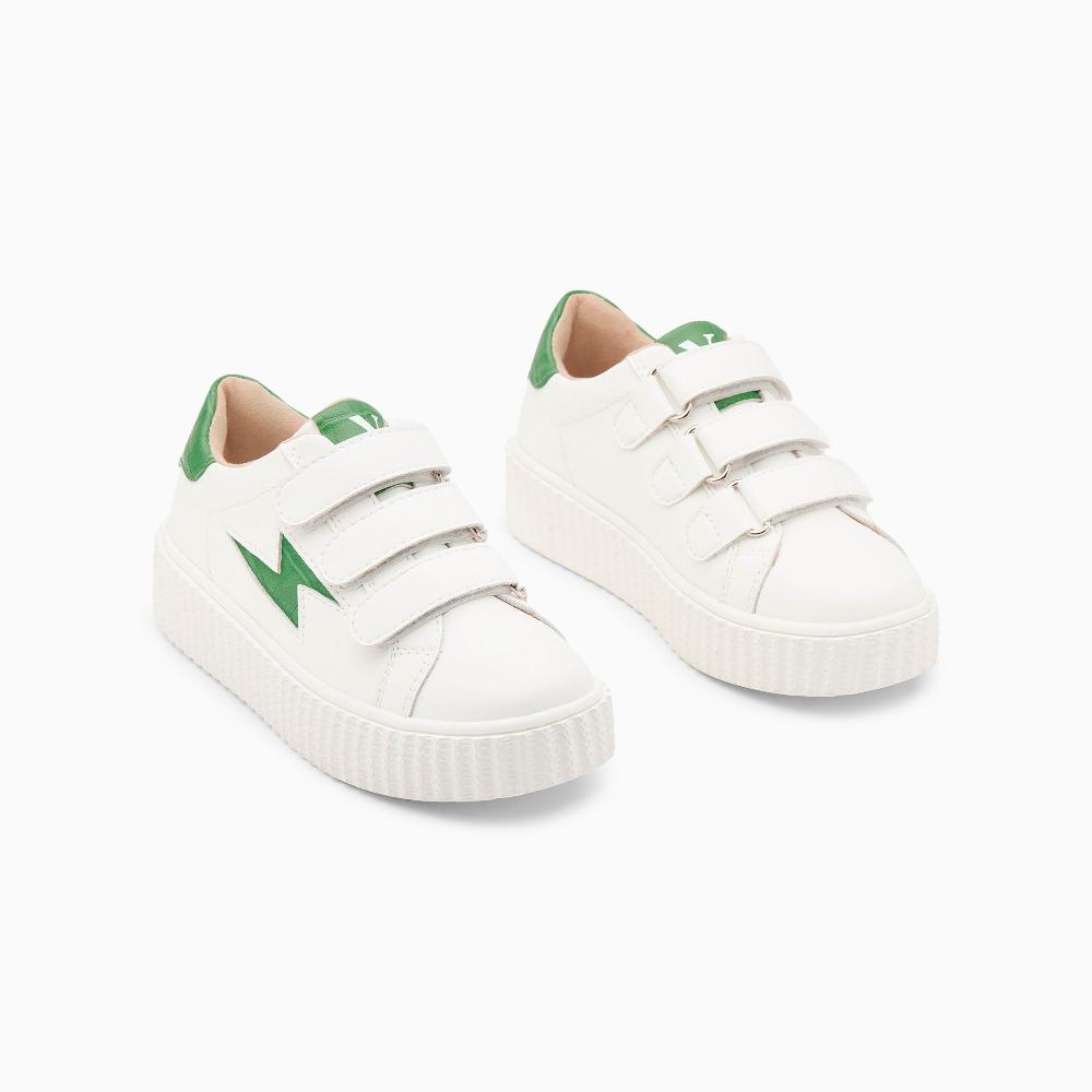 Vanessa Wu Baskets éclair Mini Elsa Blanc Et Vert Menthe Croco à Scratchs
