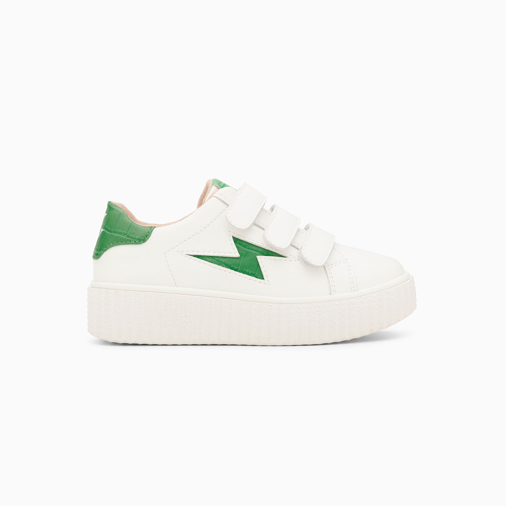 vanessa wu Baskets éclair Mini Elsa blanc et vert menthe croco à scratchs