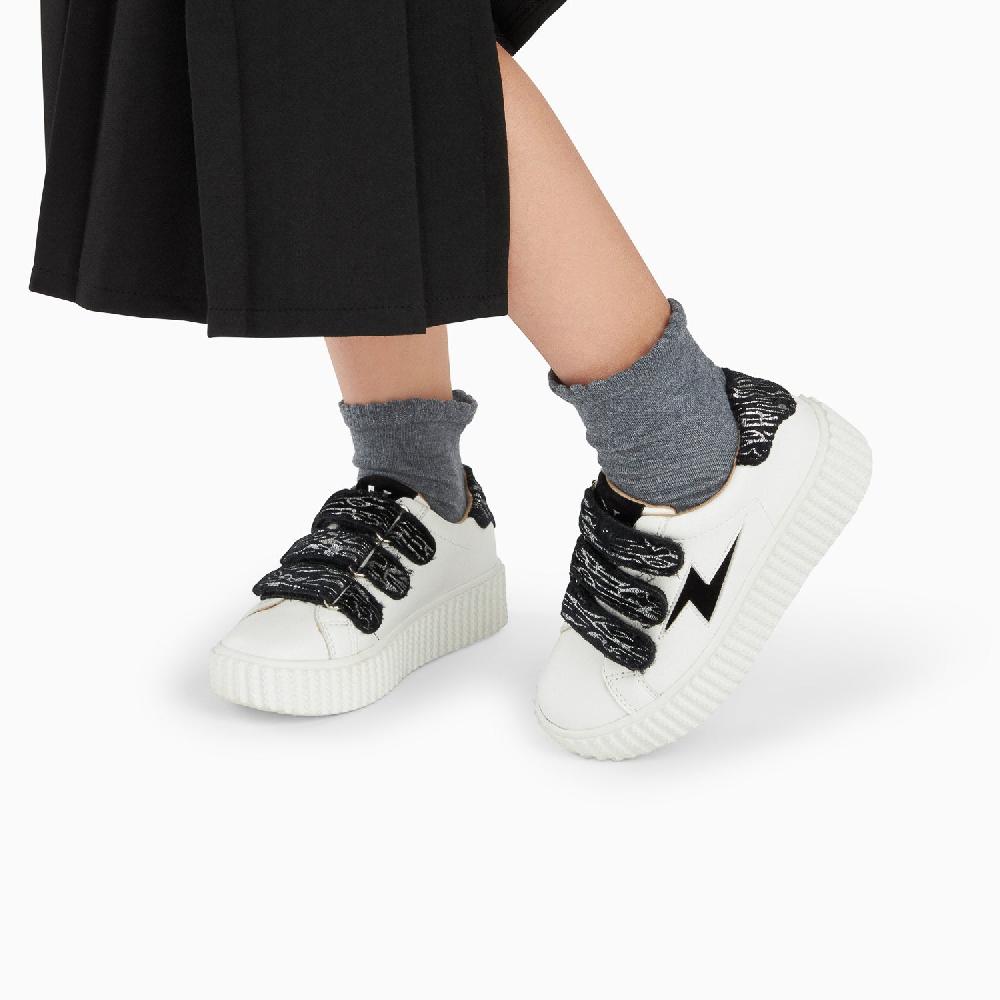 Vanessa Wu Baskets éclair Mini Ingrid Blanc Et Noir Zébré à Scratchs