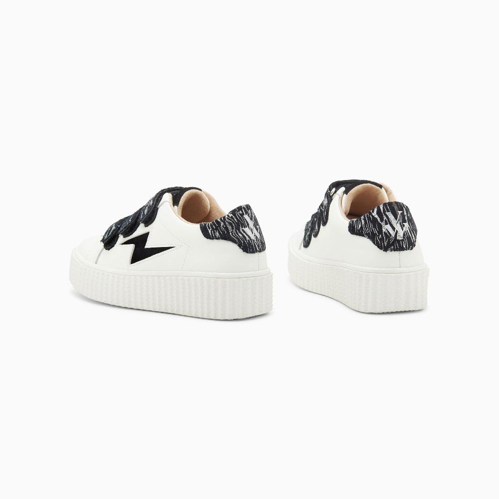 Vanessa Wu Baskets éclair Mini Ingrid Blanc Et Noir Zébré à Scratchs