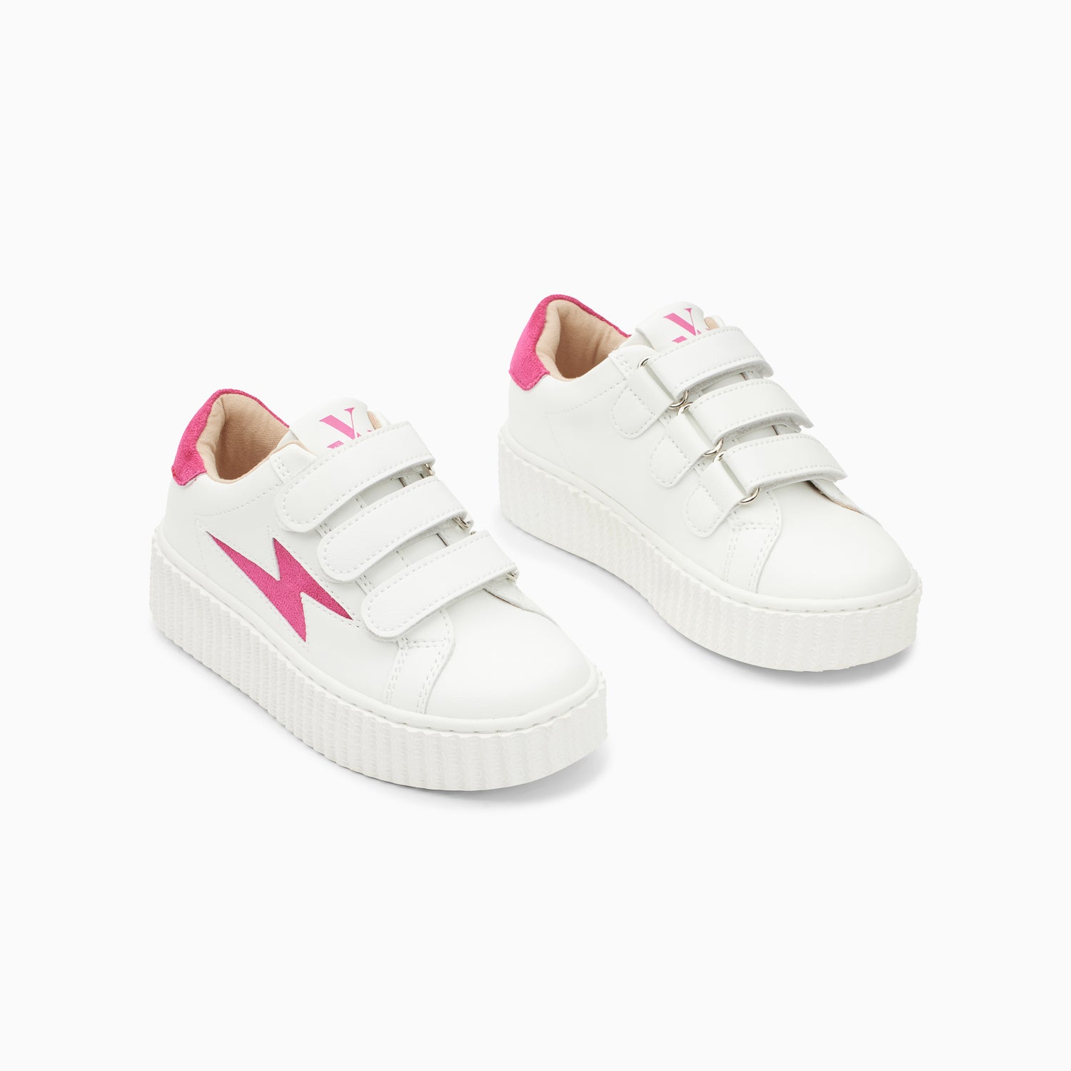 Vanessa Wu Baskets éclair Mini Vicky Blanc Et Fuchsia à Scratchs