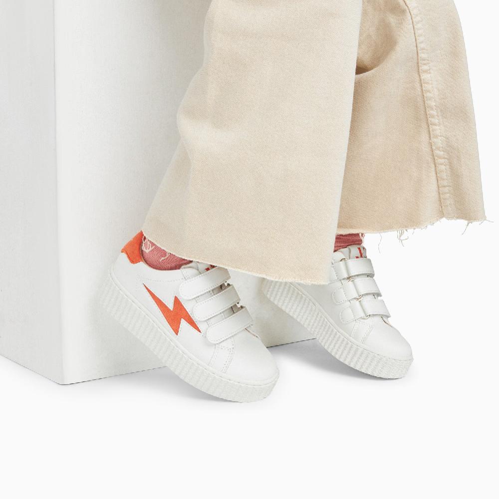 Vanessa Wu Baskets éclair Mini Vicky Blanc Et Orange à Scratchs