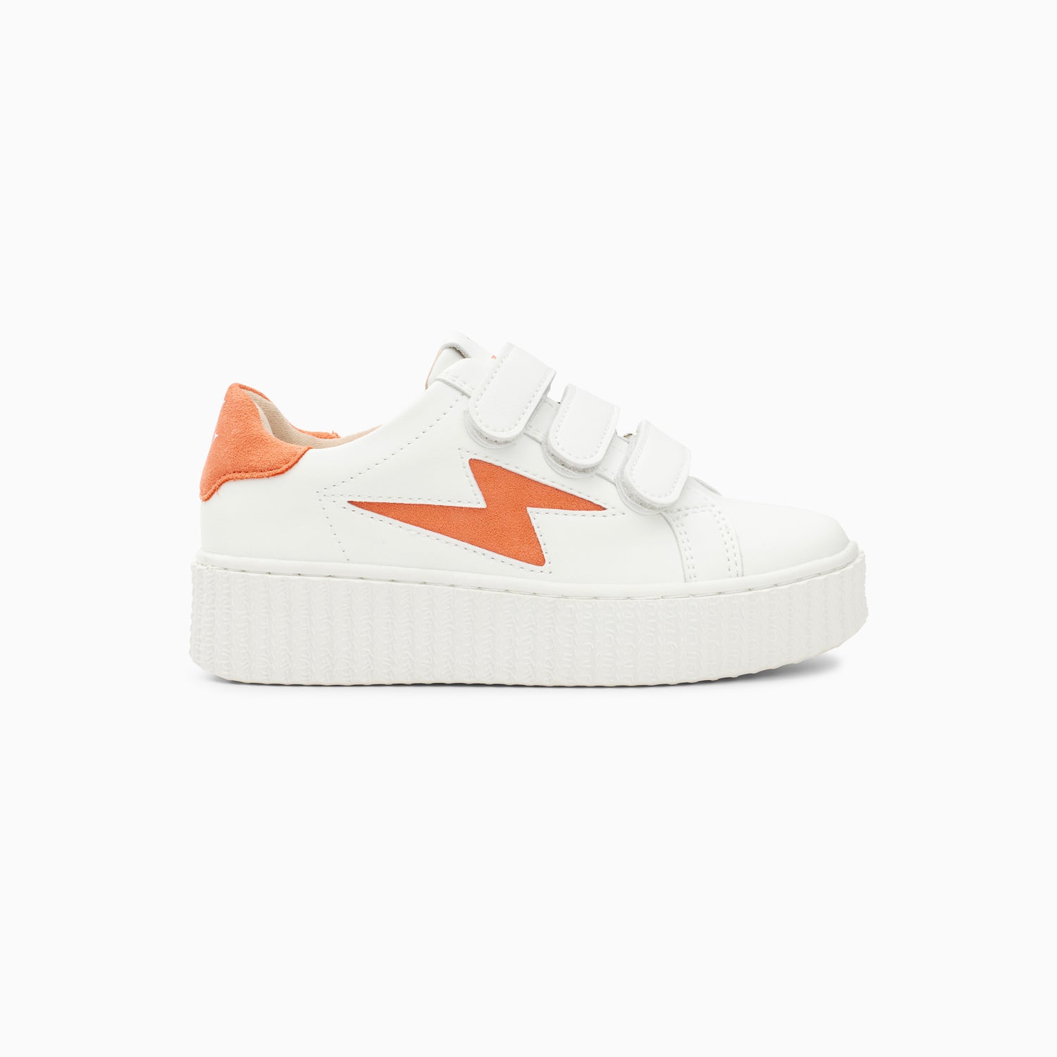 vanessa wu Baskets éclair Mini Vicky blanc et orange à scratchs