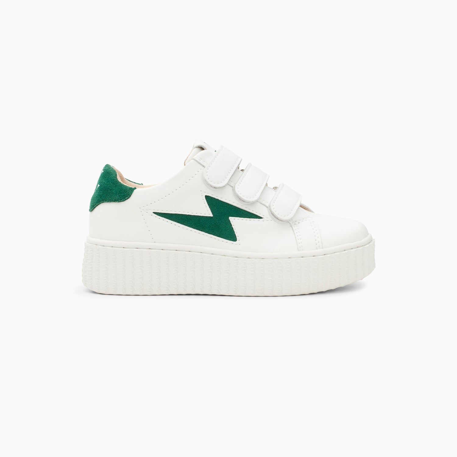 vanessa wu Baskets éclair Mini Vicky blanc et vert sapin à scratchs