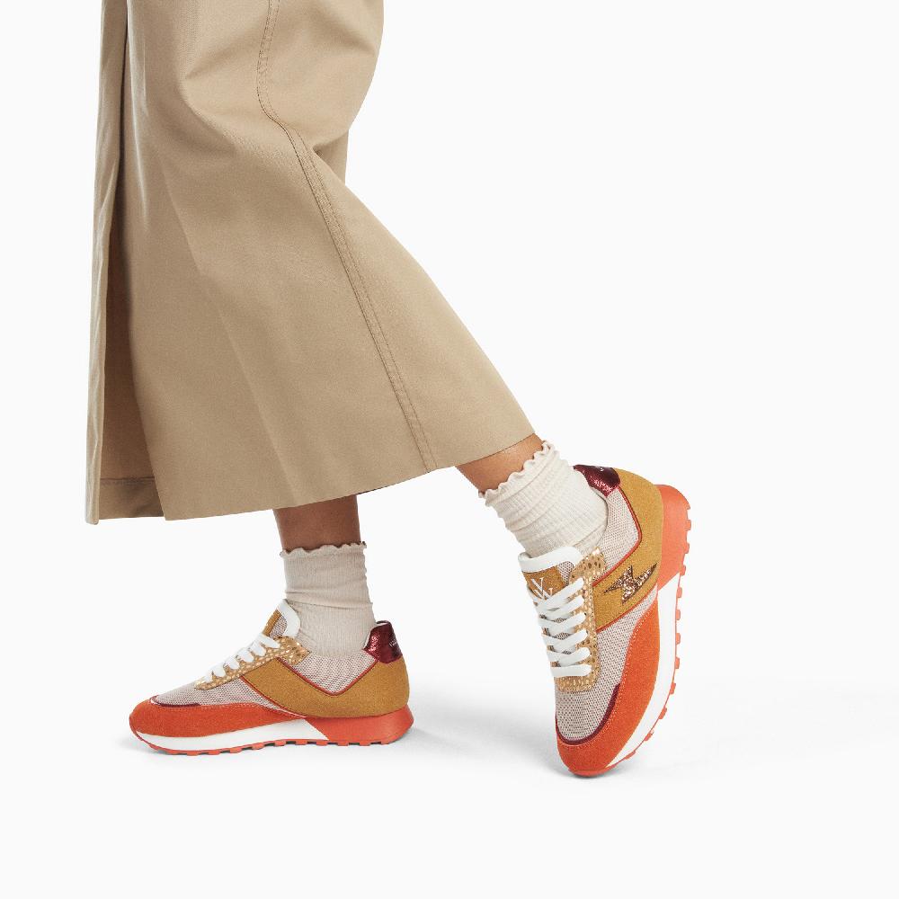 Vanessa Wu Baskets éclair Nicole Beige Et Orange à Semelle Running