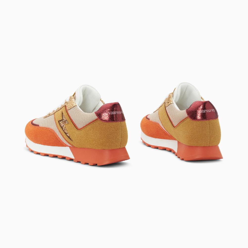Vanessa Wu Baskets éclair Nicole Beige Et Orange à Semelle Running