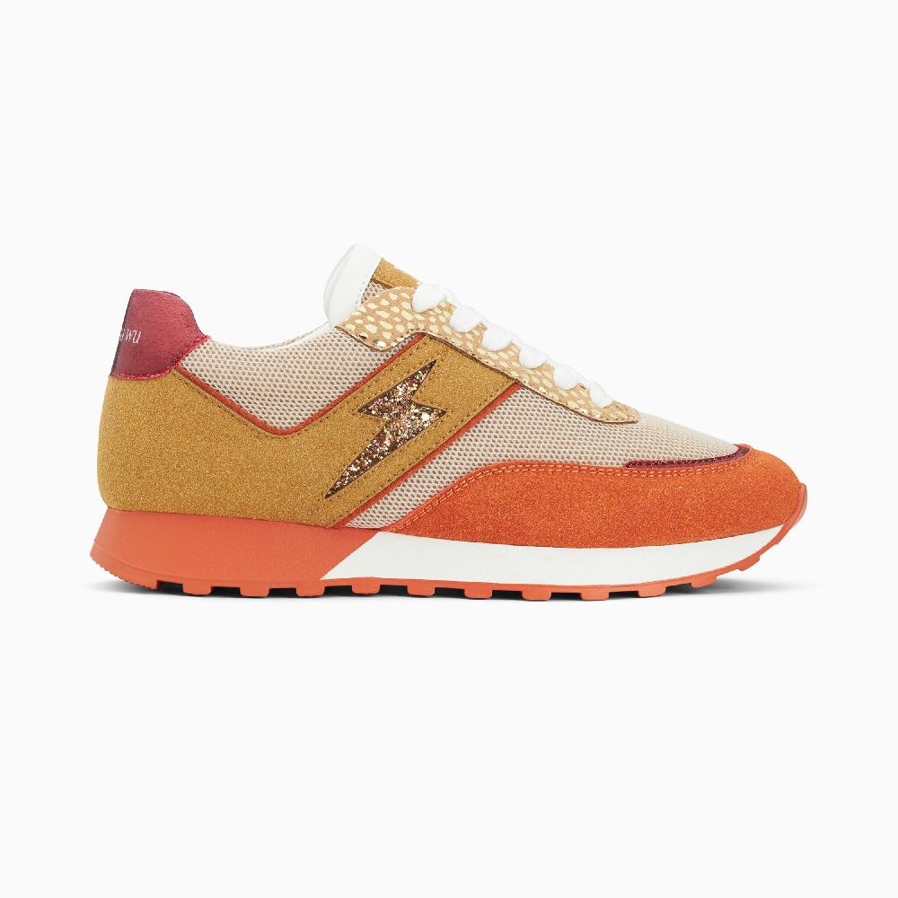 vanessa wu Baskets éclair Nicole beige et orange à semelle running