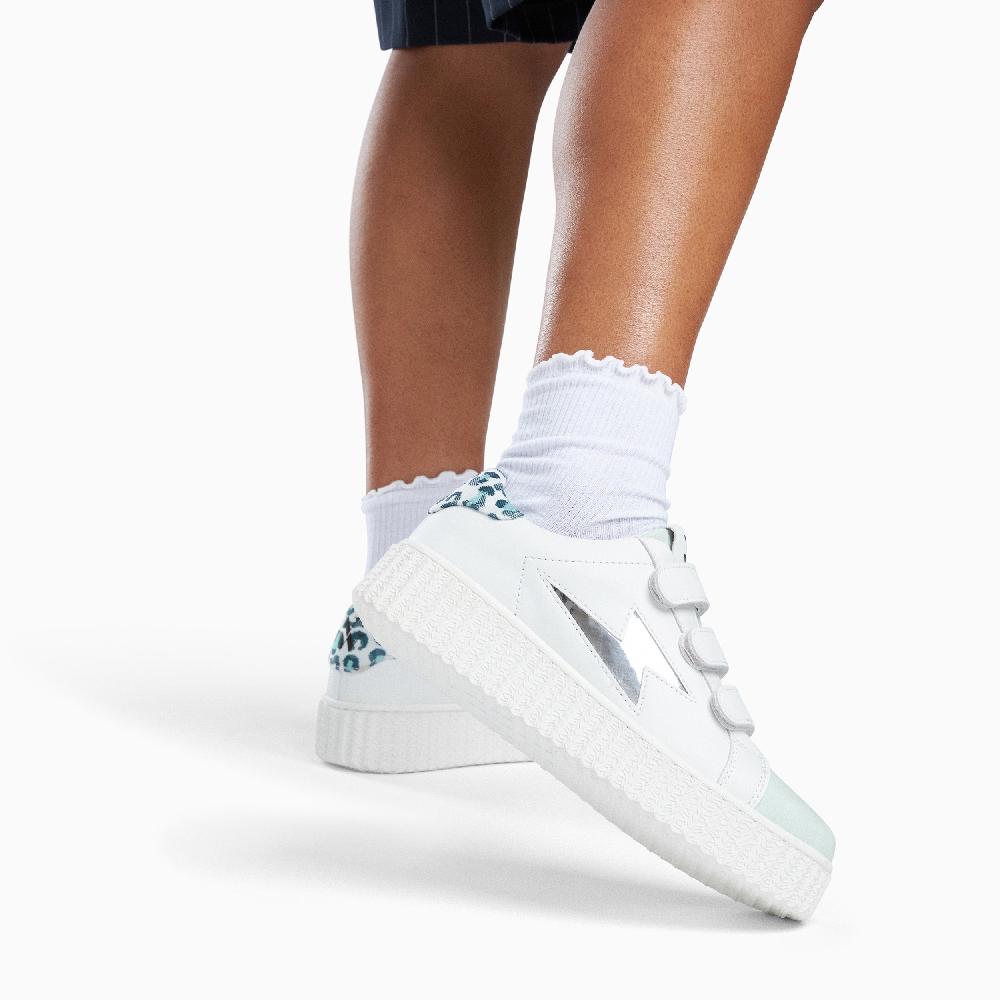 Vanessa Wu Baskets éclair Opaline Blanc Et Bleu à Scratchs