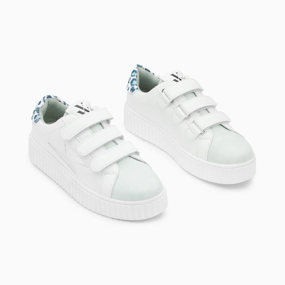 Vanessa Wu Baskets éclair Opaline Blanc Et Bleu à Scratchs