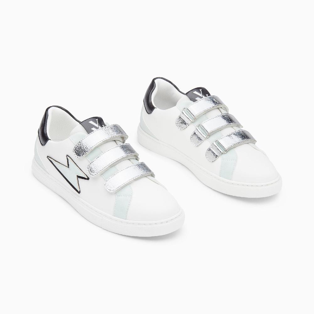 Vanessa Wu Baskets éclair Sadie Blanc Et Bleu à Scratchs