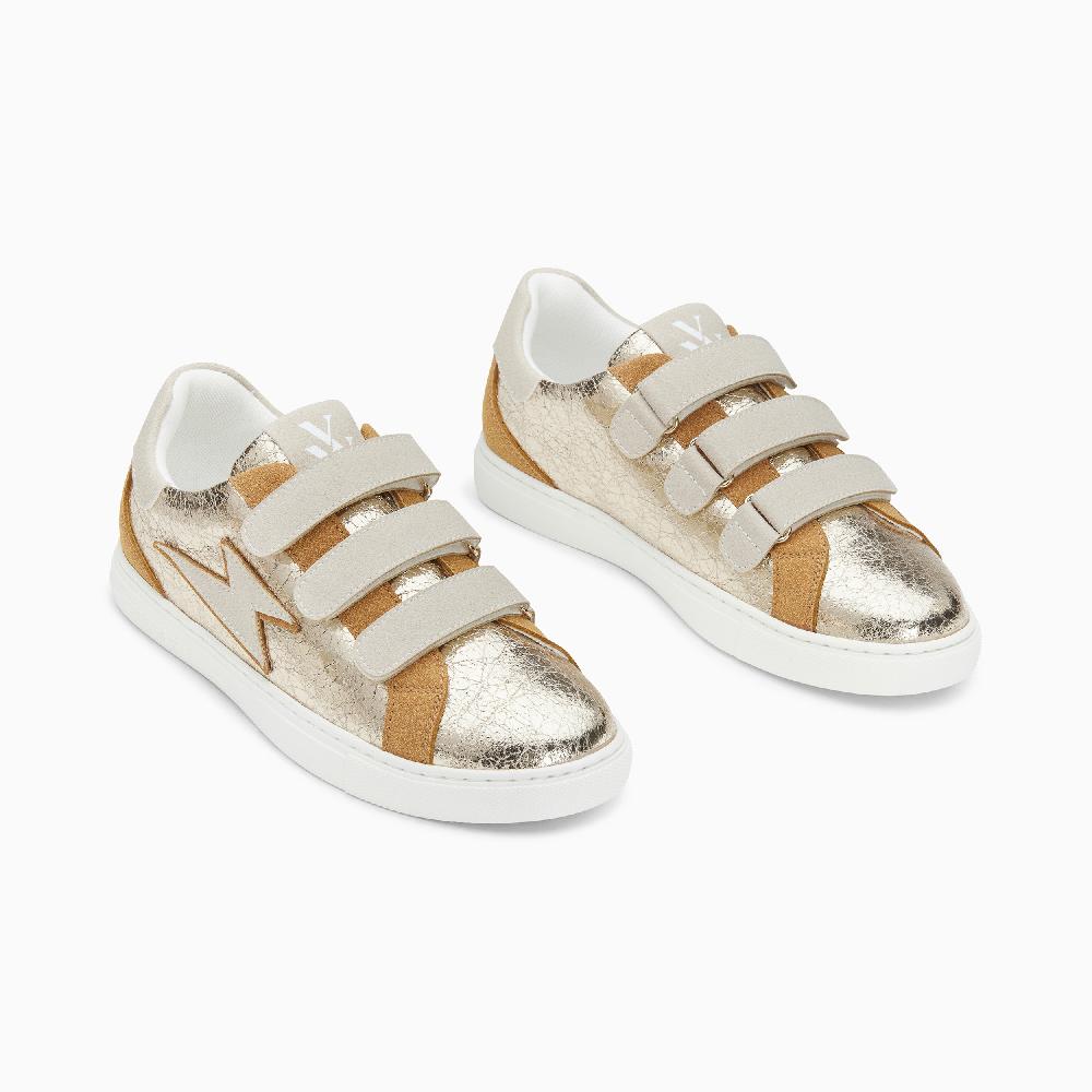 Vanessa Wu Baskets éclair Sadie Or Et Beige à Scratchs