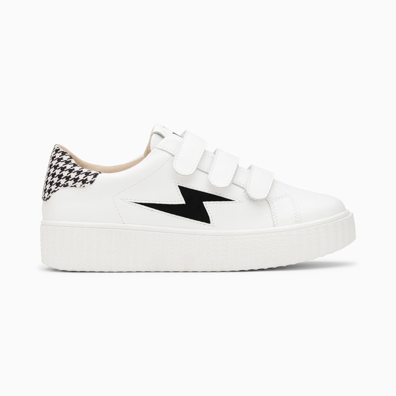 vanessa wu Baskets éclair Sansa blanc et noir pied-de-poule à scratchs