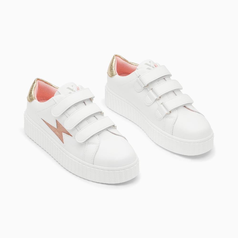 Vanessa Wu Baskets éclair Sansa Blanc Et Or à Scratchs