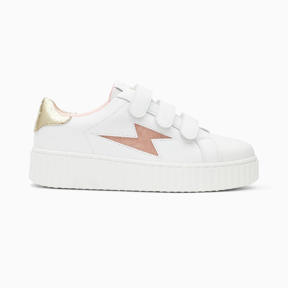 vanessa wu Baskets éclair Sansa blanc et or à scratchs