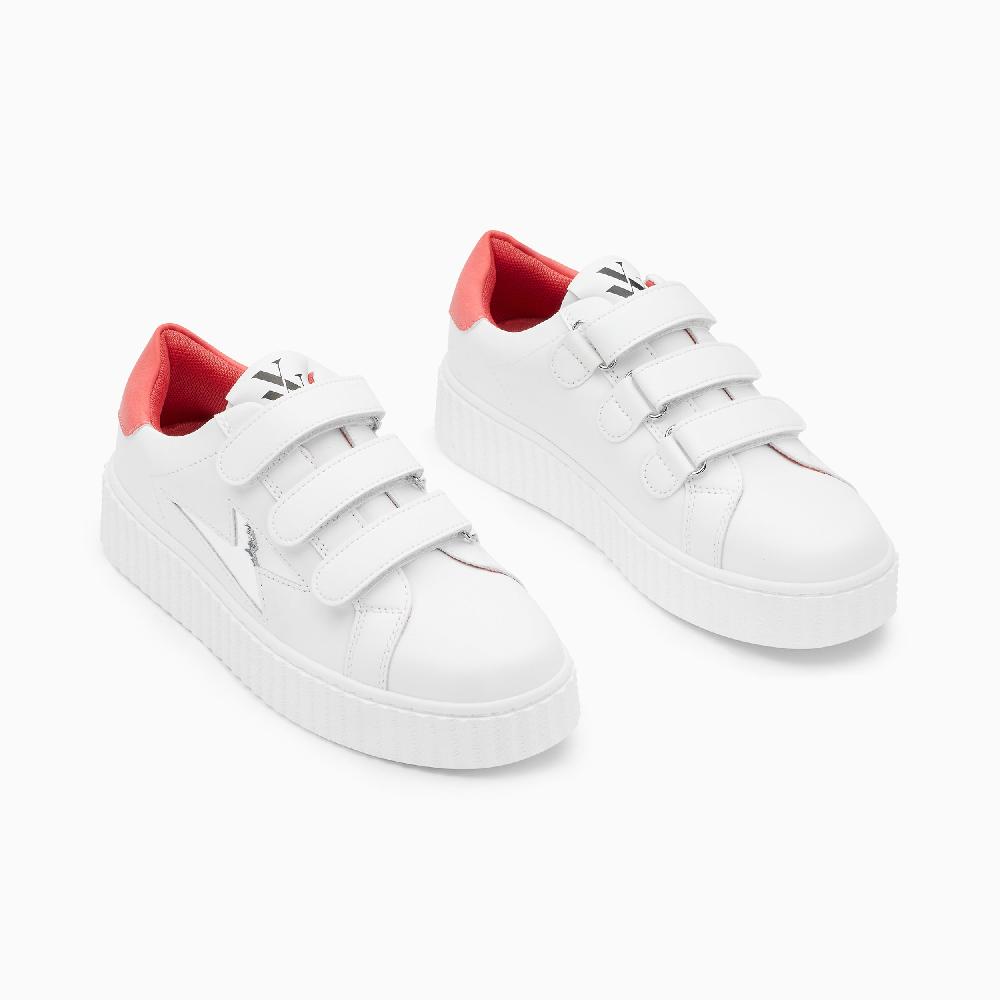 Vanessa Wu Baskets éclair Sansa Blanc Et Rose à Scratchs