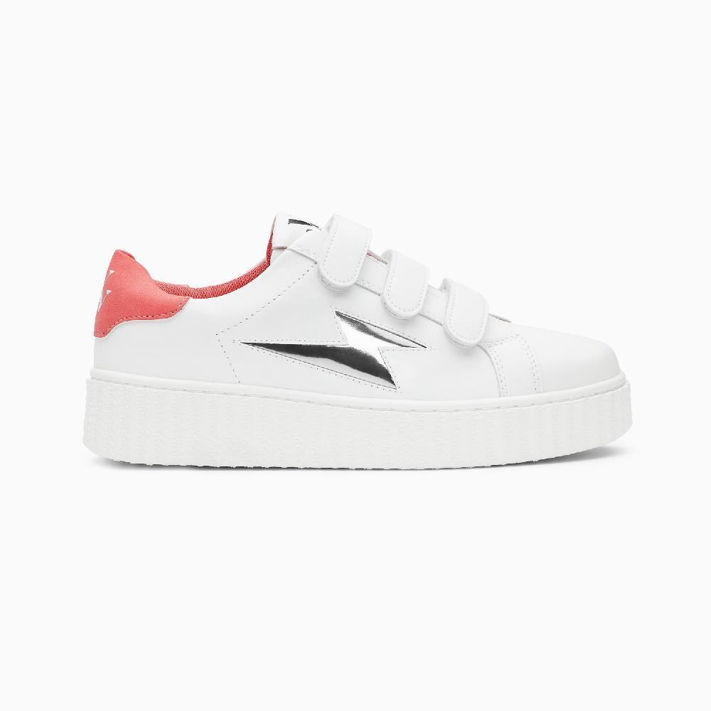 vanessa wu Baskets éclair Sansa blanc et rose à scratchs