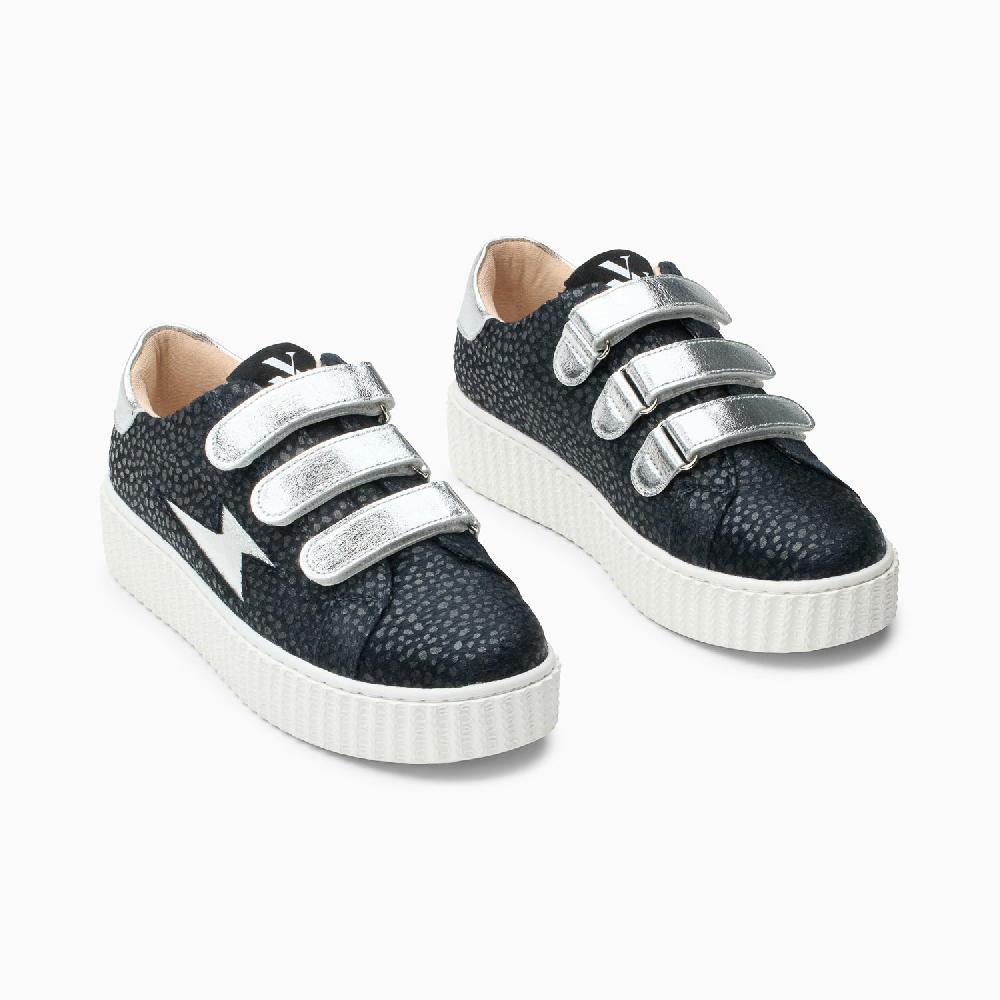 Vanessa Wu Baskets éclair Sophie Guépard Noir Et Argent à Scratchs
