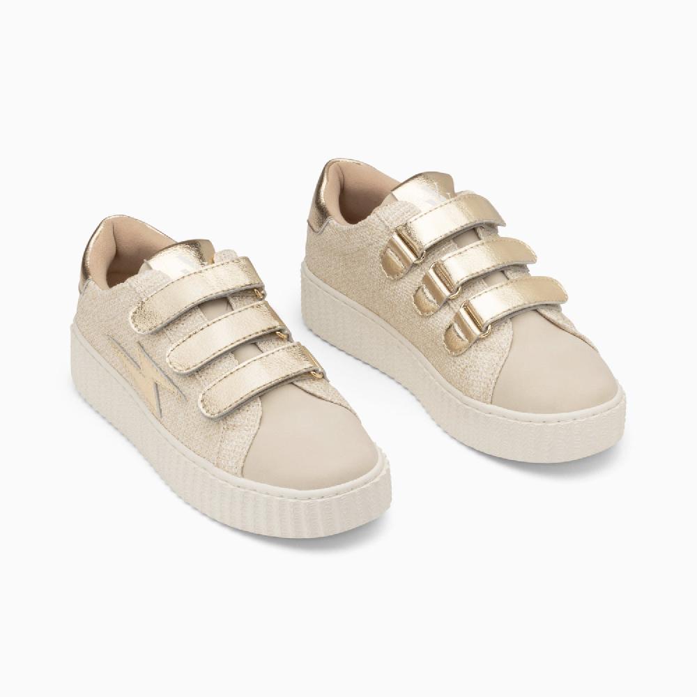 Vanessa Wu Baskets éclair Summer Beige Et Or à Scratchs