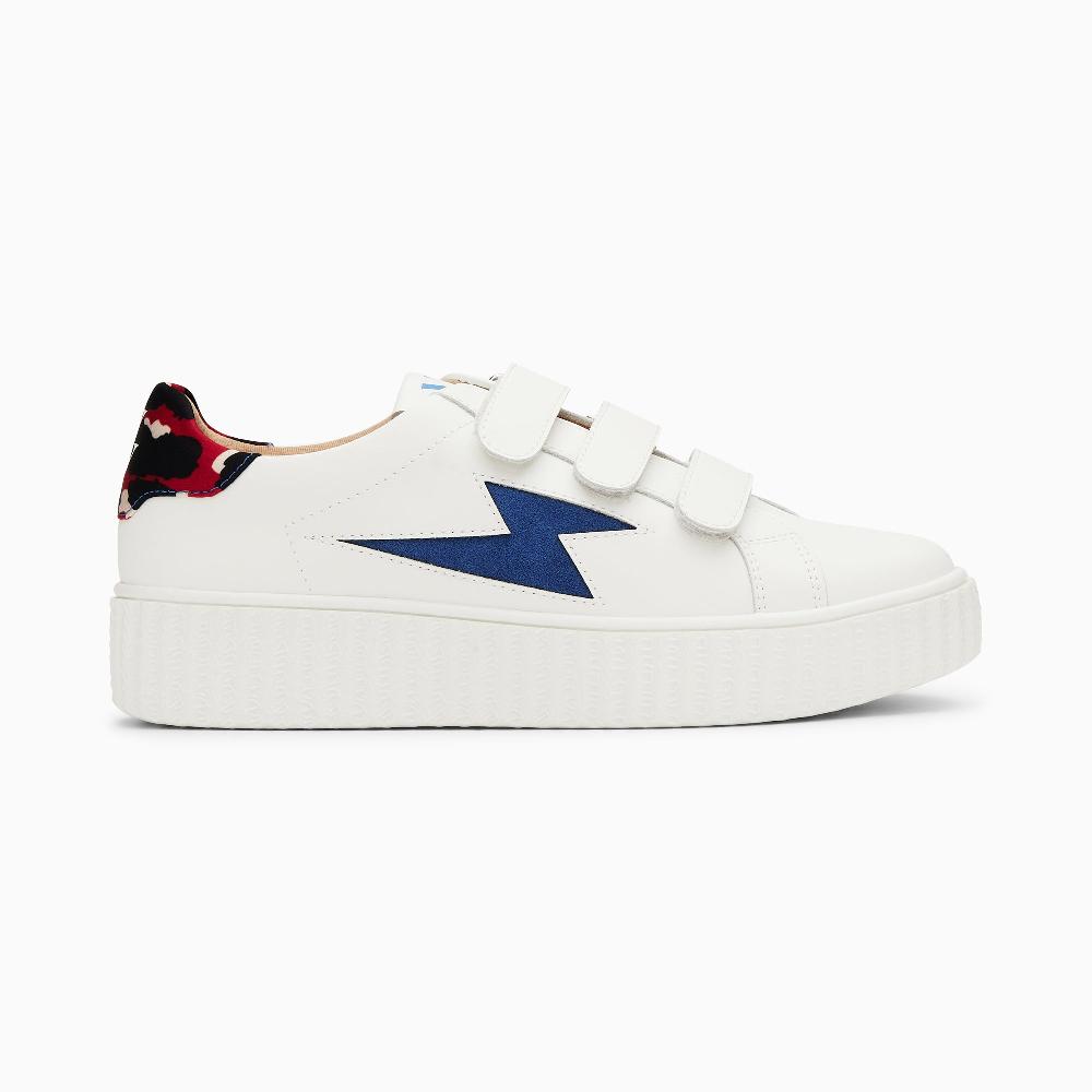 vanessa wu Baskets éclair Susan blanc et bleu à scratchs