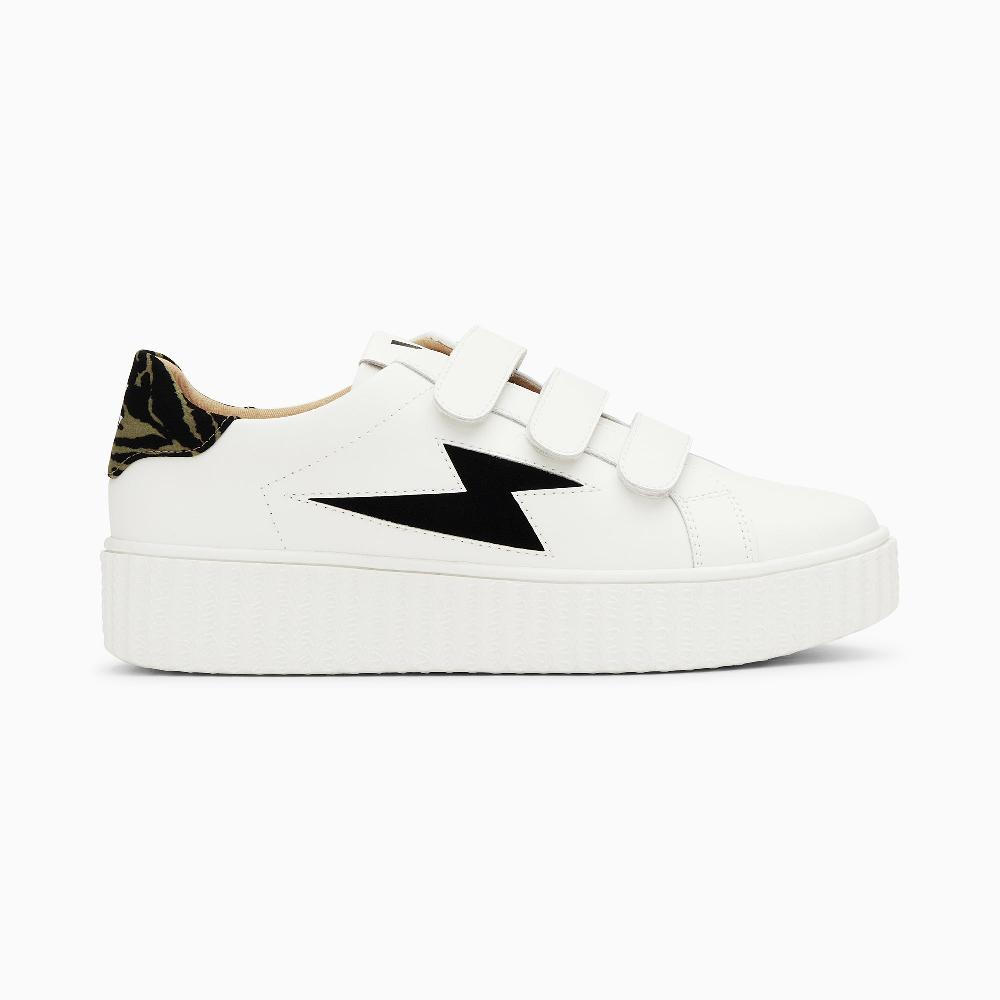 vanessa wu Baskets éclair Susan blanc et noir à scratchs