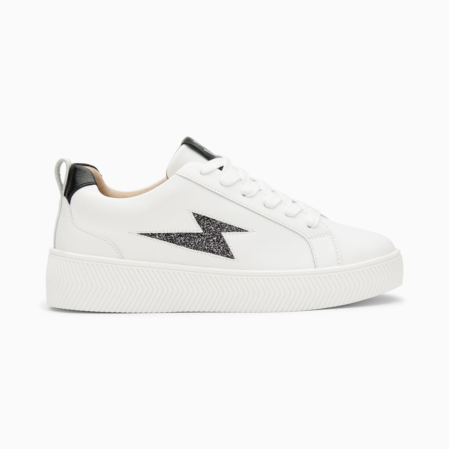 vanessa wu Baskets éclair Tania blanc et noir à paillettes