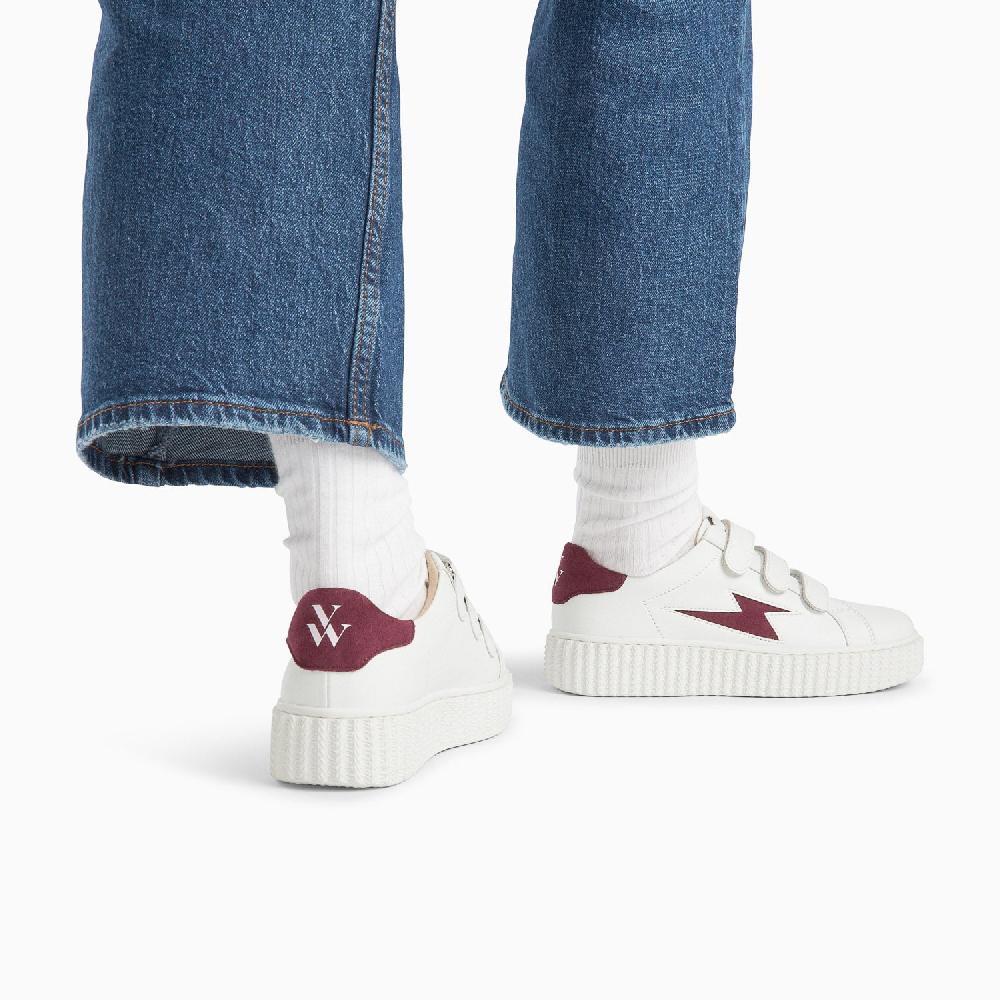 Vanessa Wu Baskets éclair Vicky Blanc Et Bordeaux à Scratchs