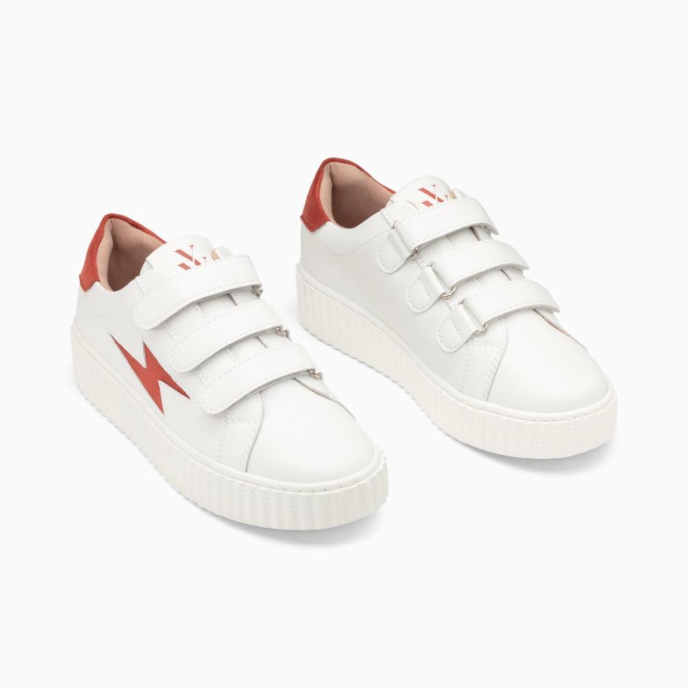 Vanessa Wu Baskets éclair Vicky Blanc Et Brique à Scratchs