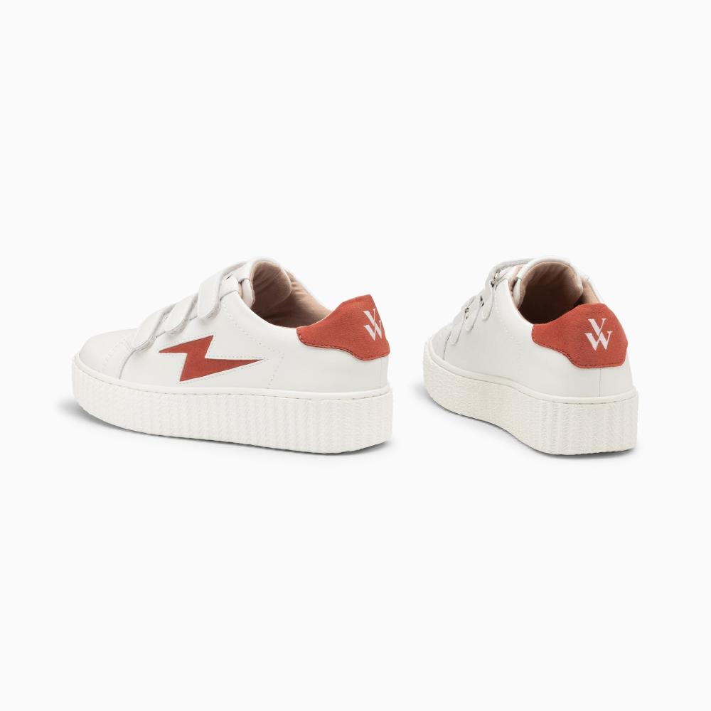 Vanessa Wu Baskets éclair Vicky Blanc Et Brique à Scratchs