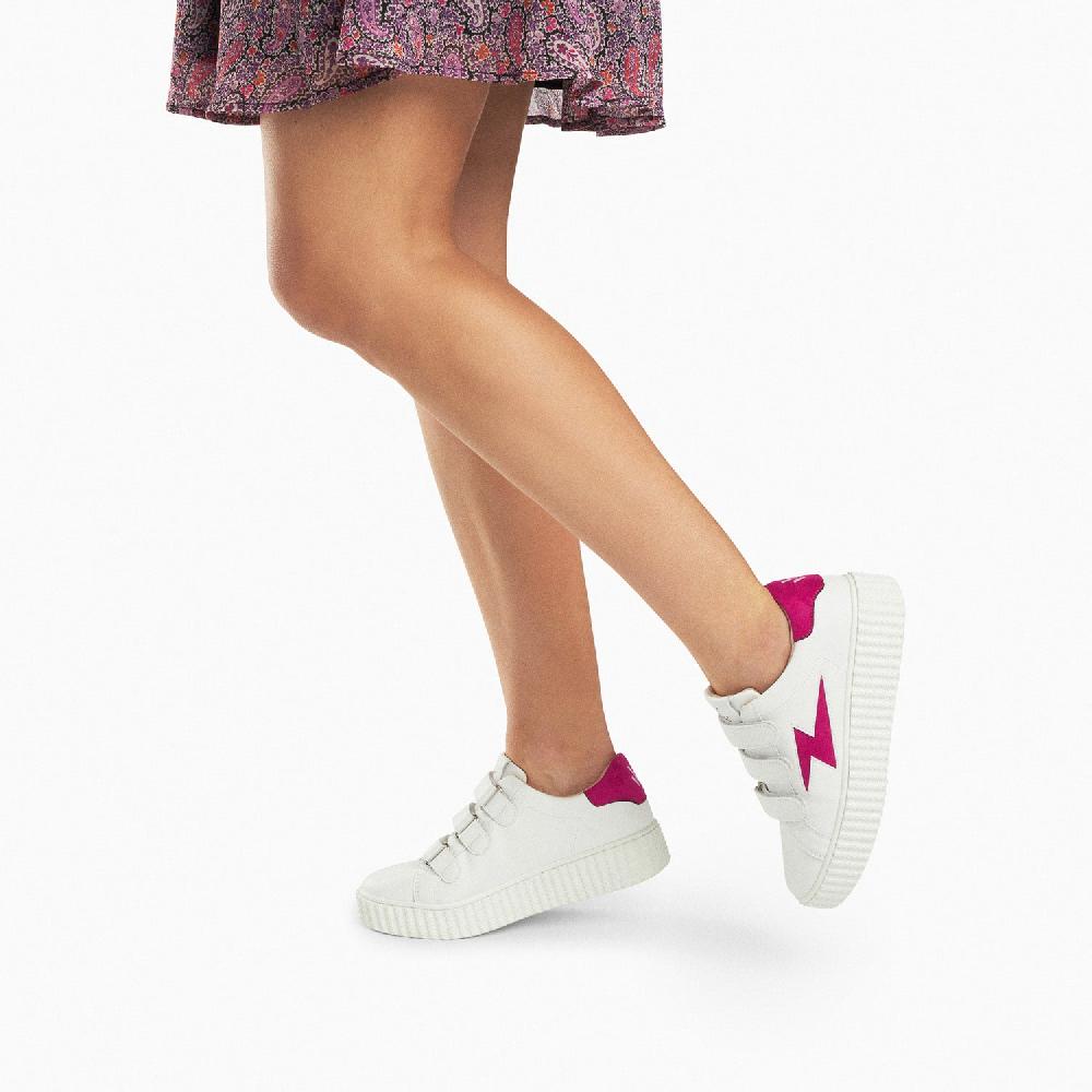 Vanessa Wu Baskets éclair Vicky Blanc Et Fuchsia à Scratchs