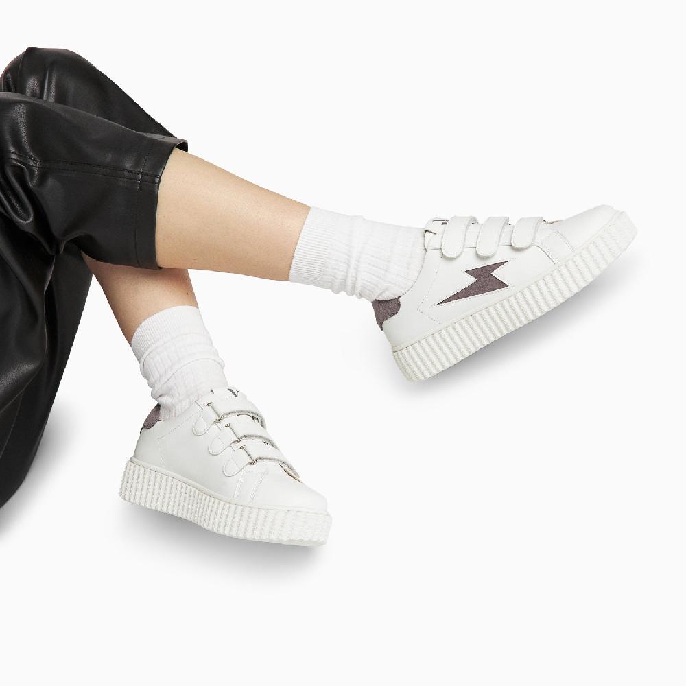 Vanessa Wu Baskets éclair Vicky Blanc Et Gris à Scratchs