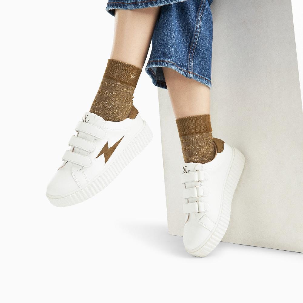 Vanessa Wu Baskets éclair Vicky Blanc Et Kaki à Scratchs