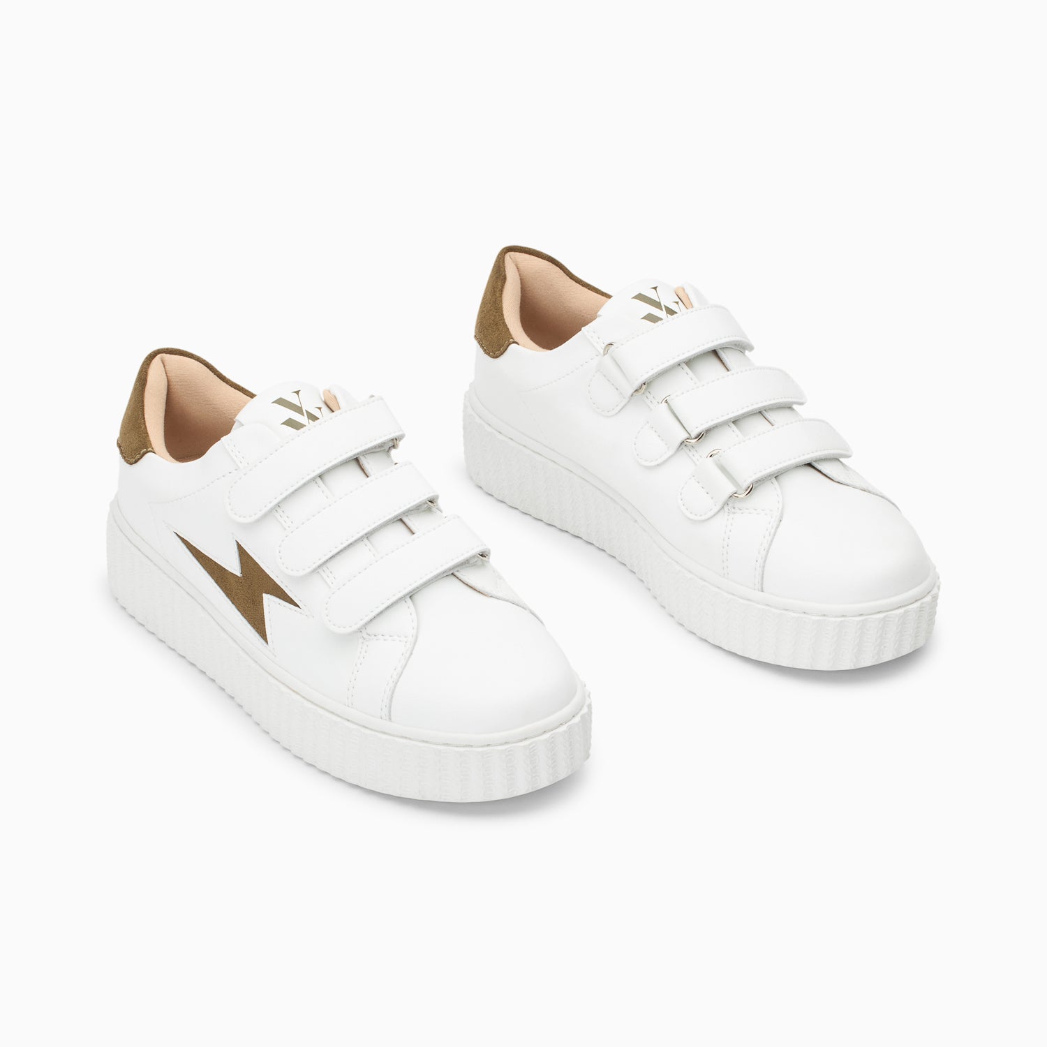 Vanessa Wu Baskets éclair Vicky Blanc Et Kaki à Scratchs