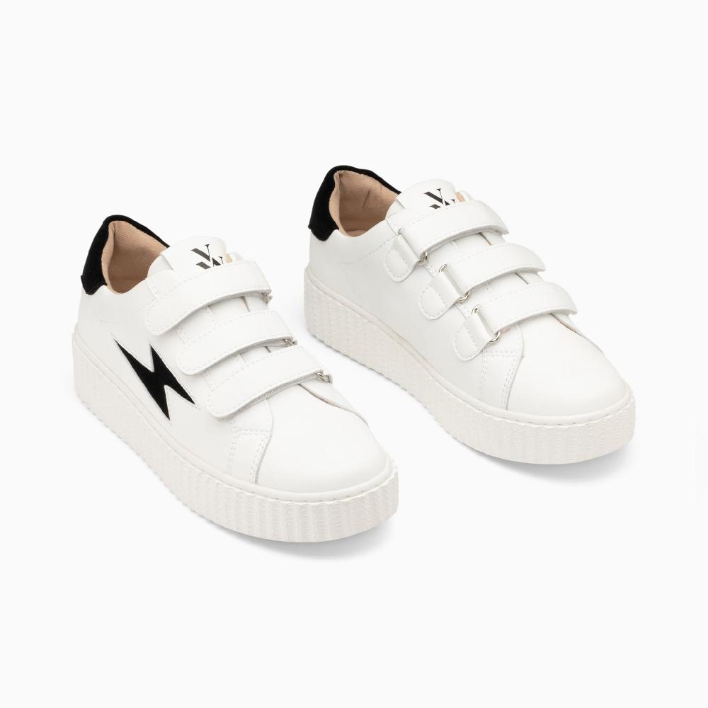 Vanessa Wu Baskets éclair Vicky Blanc Et Noir à Scratchs