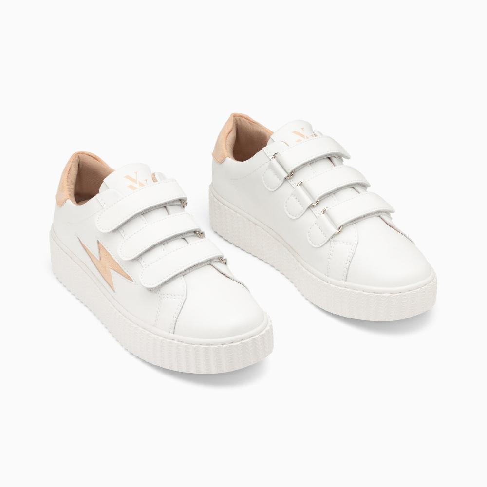 Vanessa Wu Baskets éclair Vicky Blanc Et Orange Pêche à Scratchs