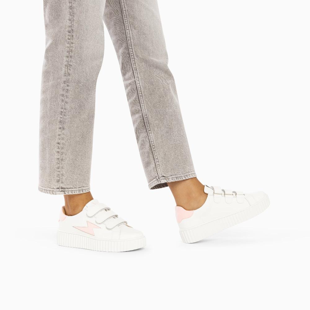 Vanessa Wu Baskets éclair Vicky Blanc Et Rose à Scratchs