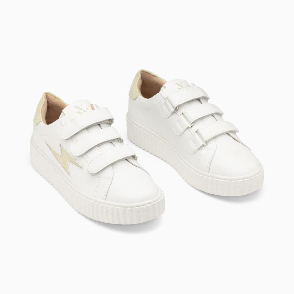 Vanessa Wu Baskets éclair Vicky Blanc Et Vert Amande à Scratchs