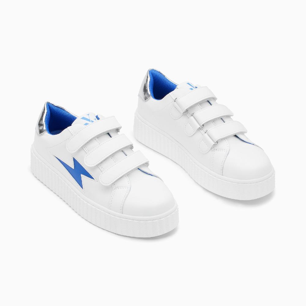 Vanessa Wu Baskets éclair Virginie Blanc Et Bleu électrique à Scratchs